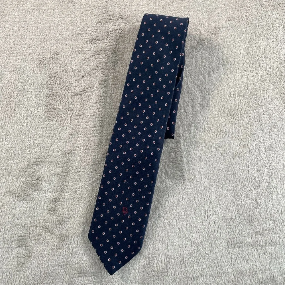 Christian Dior Paris New York Dress Tie Blue Geometric Silk Designer‎